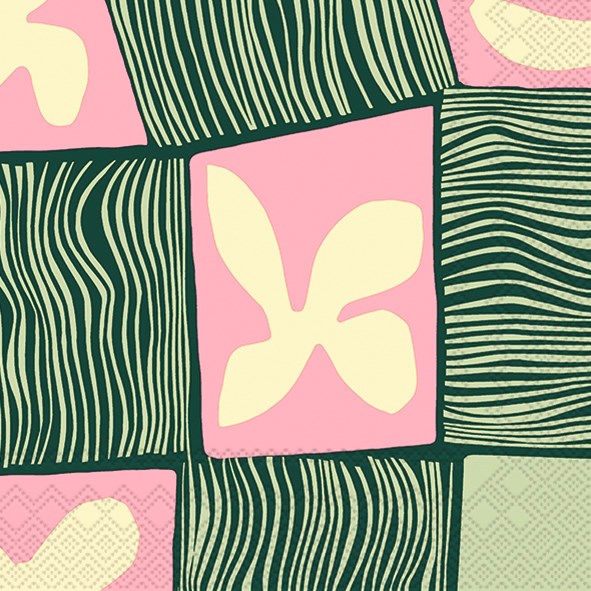 Marimekko Paper Lunch Napkin - KORKEUKSISSA rose green