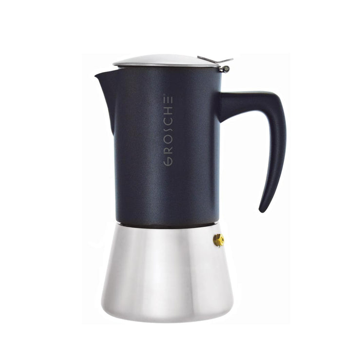 Grosche Milano Steel Espresso Maker - Charcoal / 6-Cup / 9.3 fl. oz