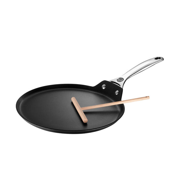 Le Creuset Toughened Nonstick Crepe Pan with Wooden Rateau — Cookery