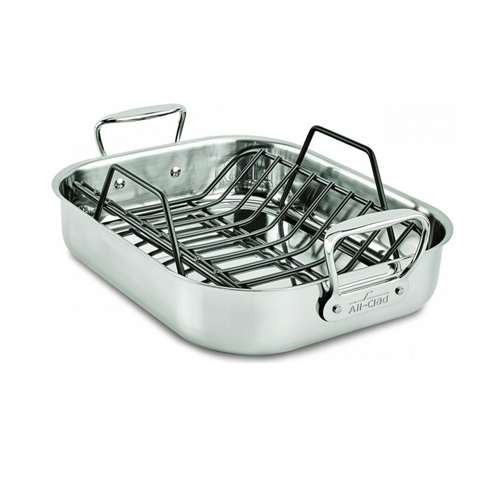 All-Clad Stainless Steel Roaster with Rack - Small 14" x 11"
