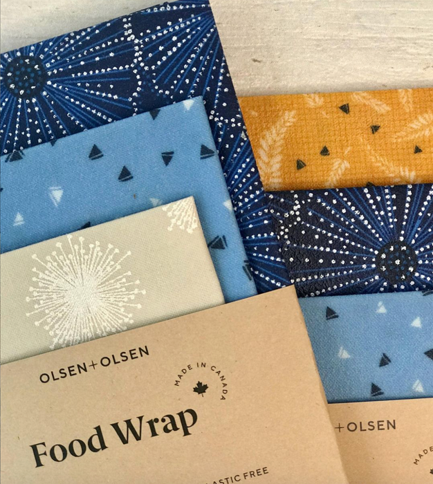 Olsen + Olsen Organic Beeswax Wraps - 3 Pack (impressions mélangées)
