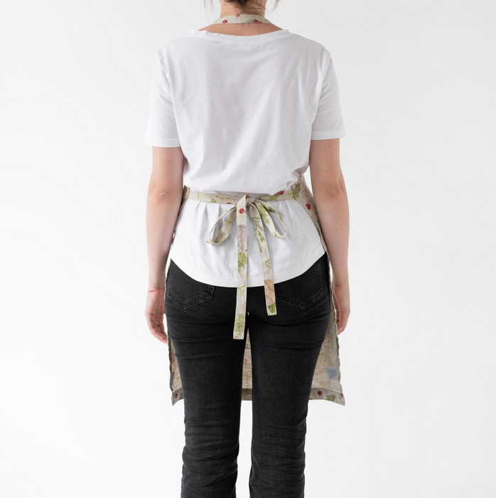 Linen Tales Linen Daily Apron - Winter Holiday on Natural