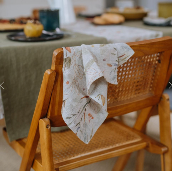 Linen Tales Linen Tea Towel on Natural - Leaves