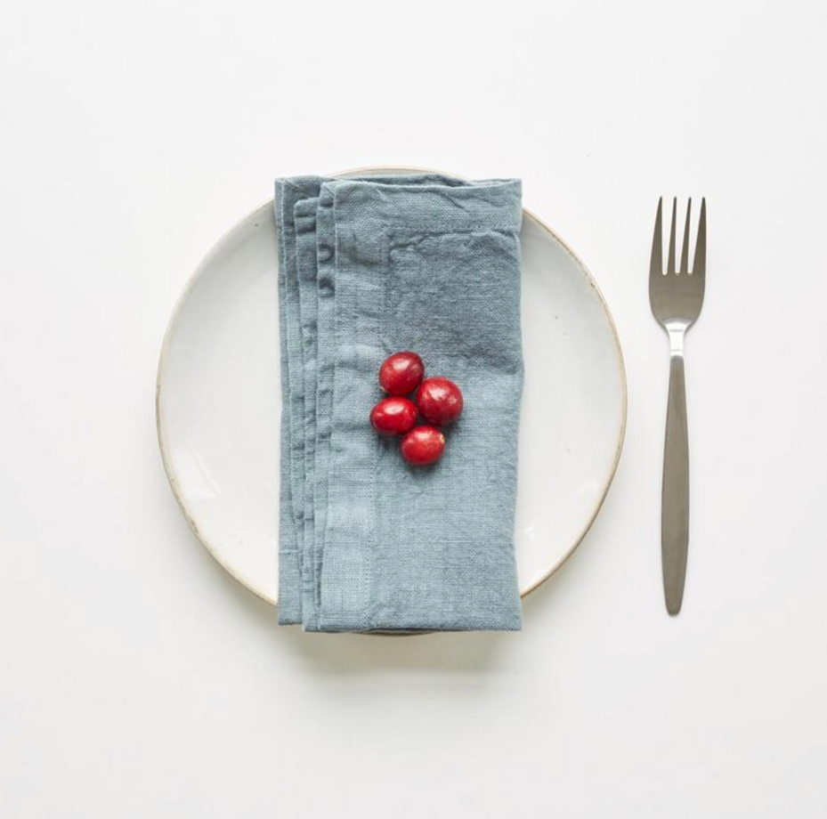 Ensemble de 2 serviettes de lin - Blue Fog / 18 x 18"