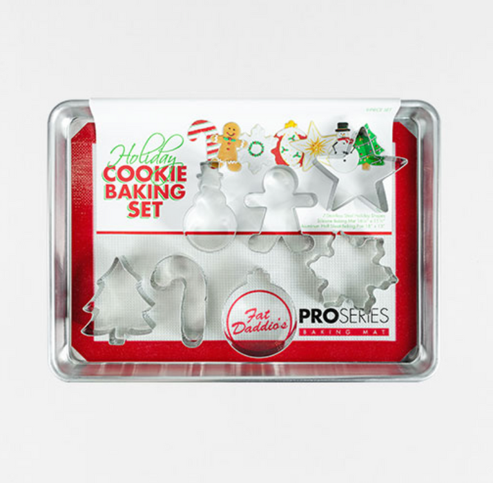 Fat Daddio's Holiday Baking Sheet with Cookie Cutters Set