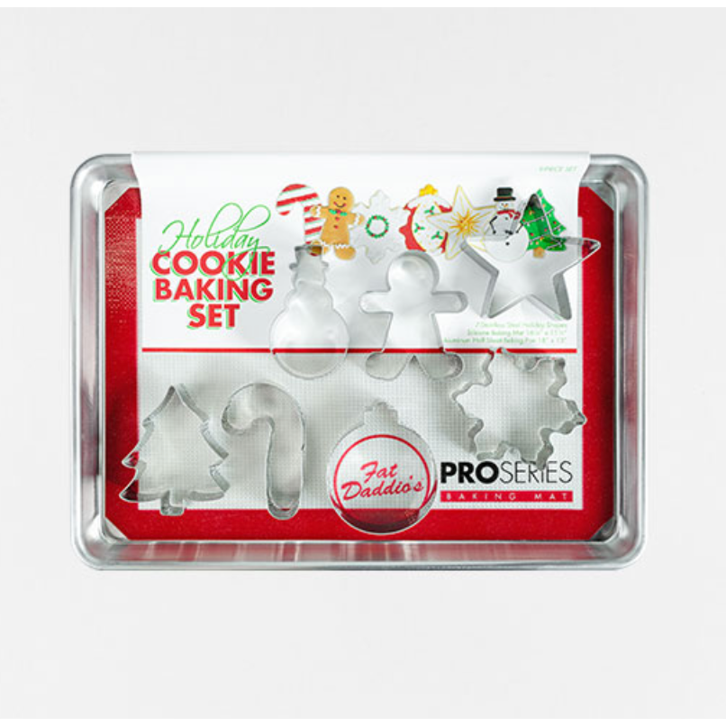 Fat Daddio's Holiday Baking Sheet with Cookie Cutters Set