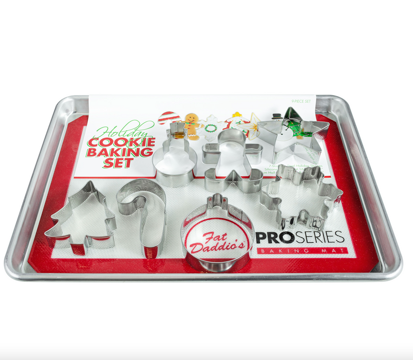 Fat Daddio's Holiday Baking Sheet with Cookie Cutters Set