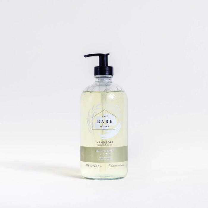 The Bare Home Hand Soap in Glass Bottle - BERGAMOT + LIME