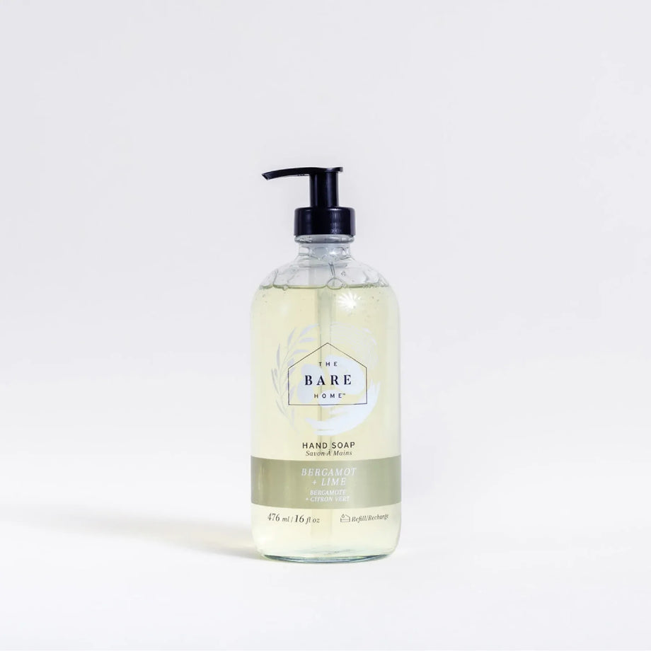 La Bare Home Soap in Glass Bottle - BERGAMOT + LIME