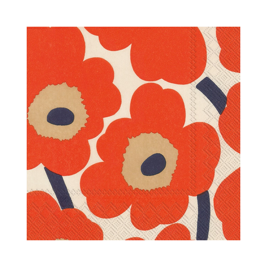 Marimekko Déjeuner serviettes - UNIKKO Cream Red