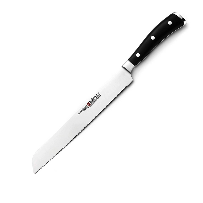 Wusthof Classic Ikon 9" Bread Knife Double Serrated - Noir