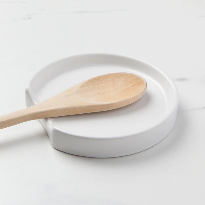Now Designs Matte White Stoneware Spoon Rest