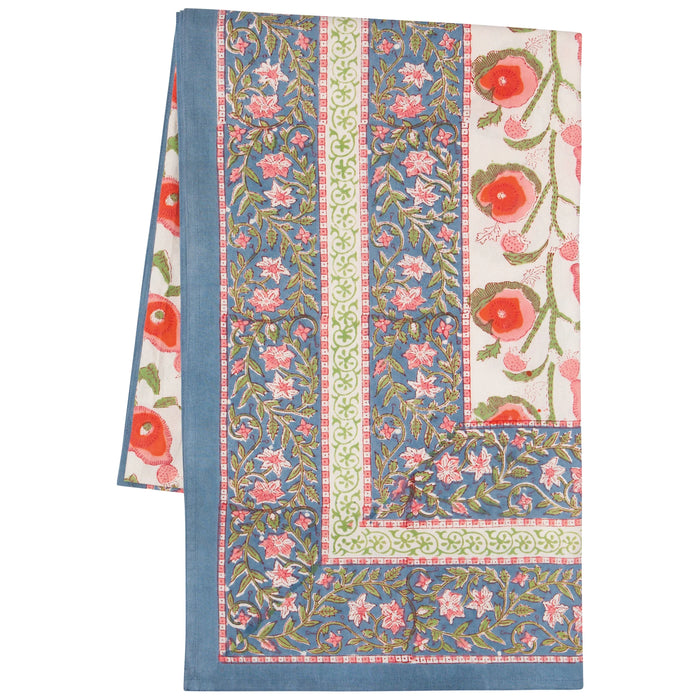 Danica Heirloom Block Print Cotton Tablecloth - Poppy