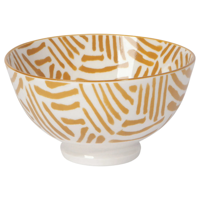 Désormais Designs Stamped Porcelain Bowl - 4" / Ochre Lines