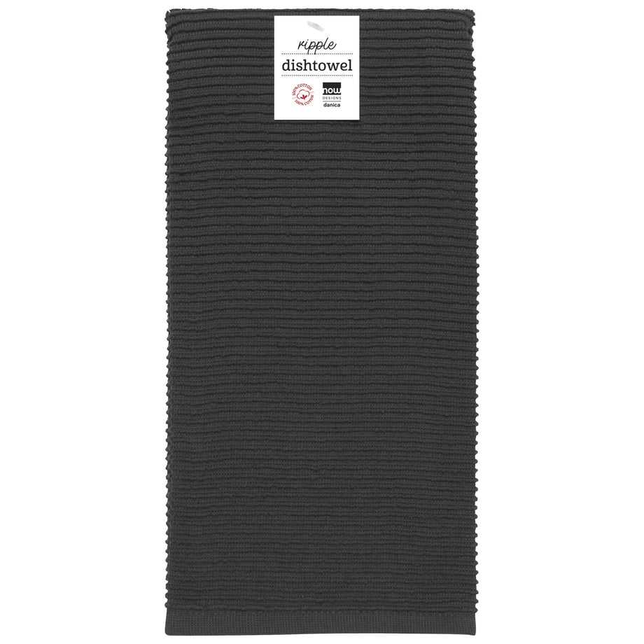 Danica Ripple Terry Cotton Dishtowel - Black