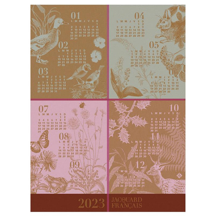 Jacquard Français Cotton Tea Towel  - Calendar 2023 Pink