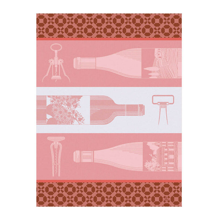 Jacquard Français Cotton Tea Towel  - Vin en Bouteille Pink