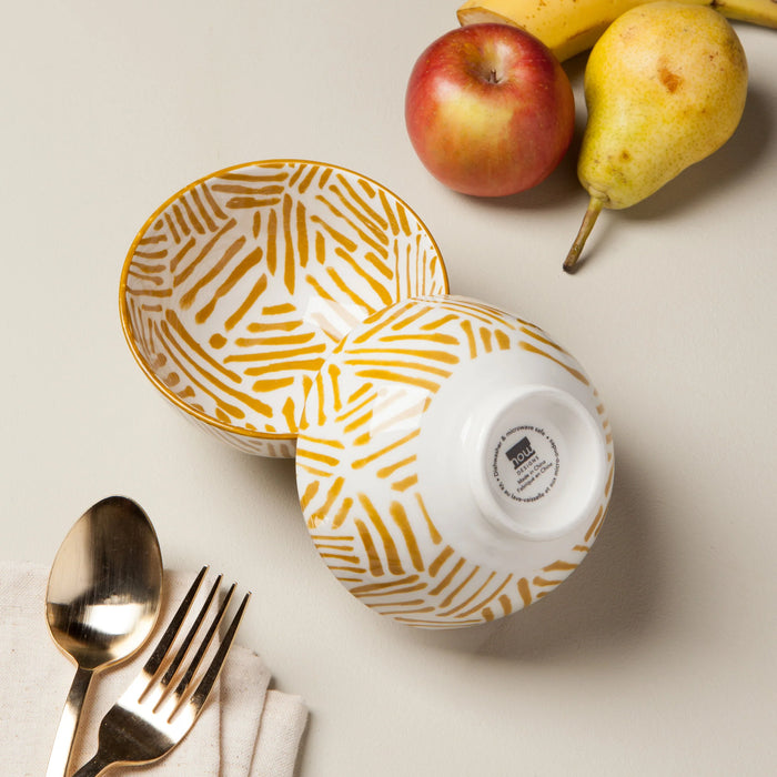 Now Designs Stamped Porcelain Bowl - 4" / Ochre Lines