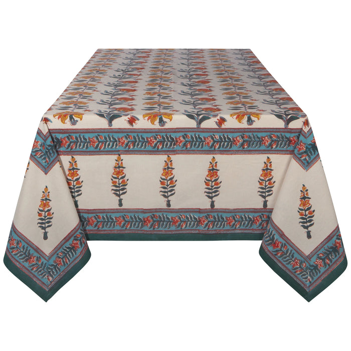 Danica Heirloom Block Print Cotton Tablecloth - Marigold