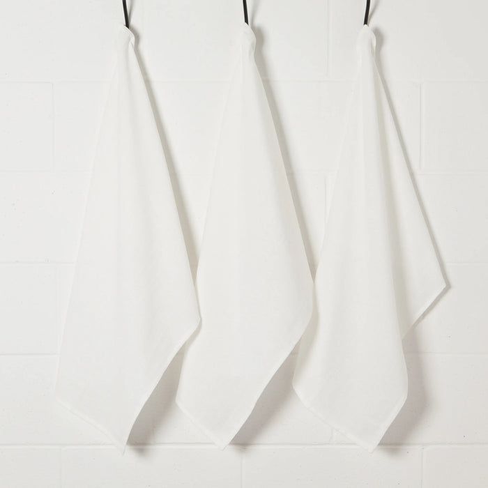 Now Designs Unbleached Bakers Floursack Dishtowels - Set of 3 / White
